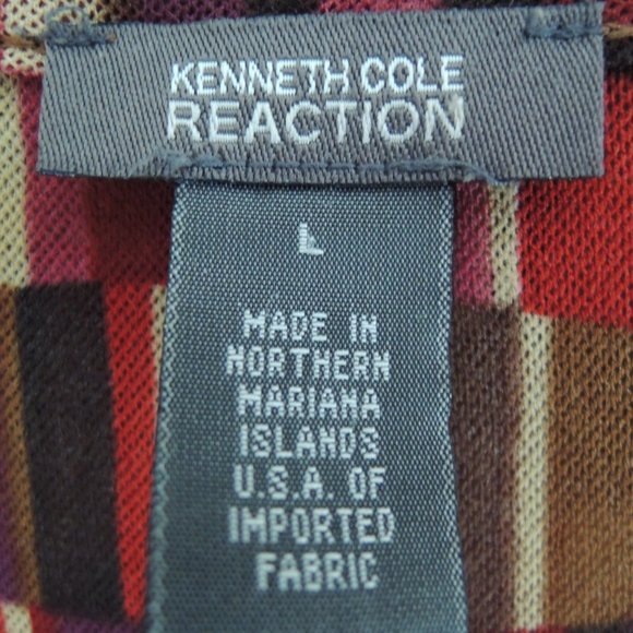 Kenneth Cole Reaction Red & Purple Multicolor Print Sleeveless Blouse L - Picture 7 of 8